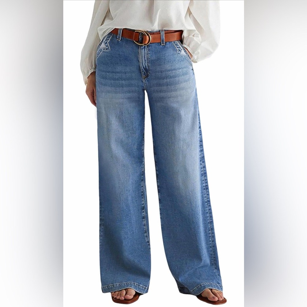 Stylish Blue Flare Jeans for Women - Picture 1 of 6